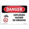 Signmission Safety Sign, OSHA Danger, 7" Height, 10" Width, Aluminum, Explosion Hazard No Smoking, Landscape OS-DS-A-710-L-1207 - alternate 1
